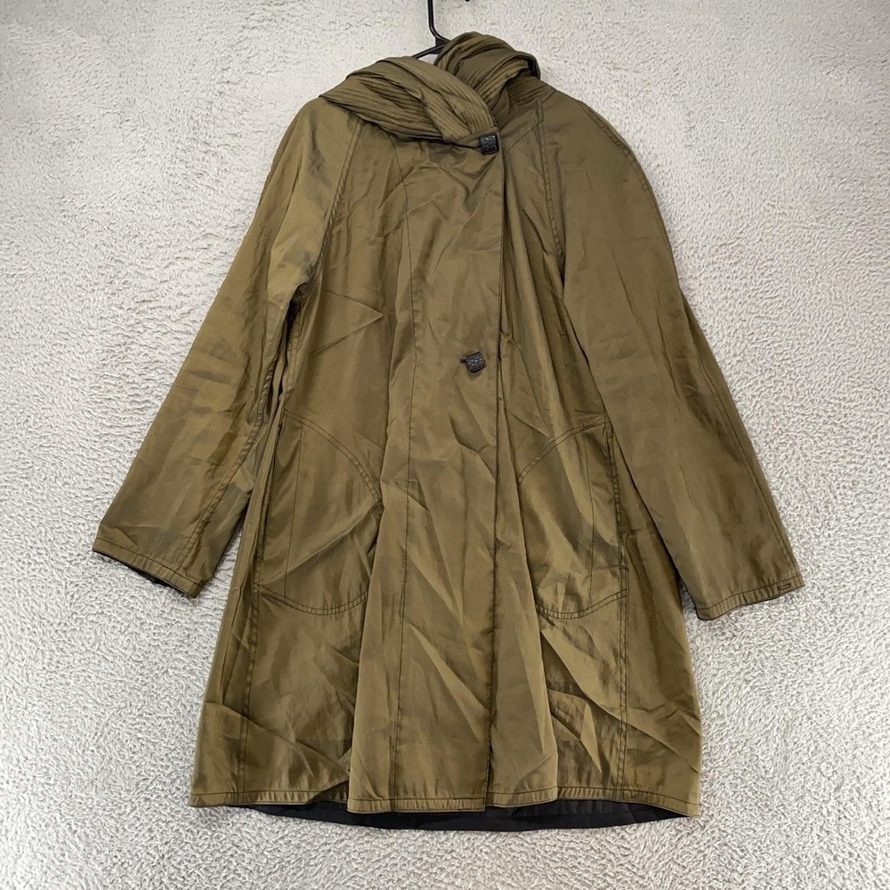 Mycra Pac Rain Coat‎ Womens 1-S/M Green Reversible Hooded Travel Jacket